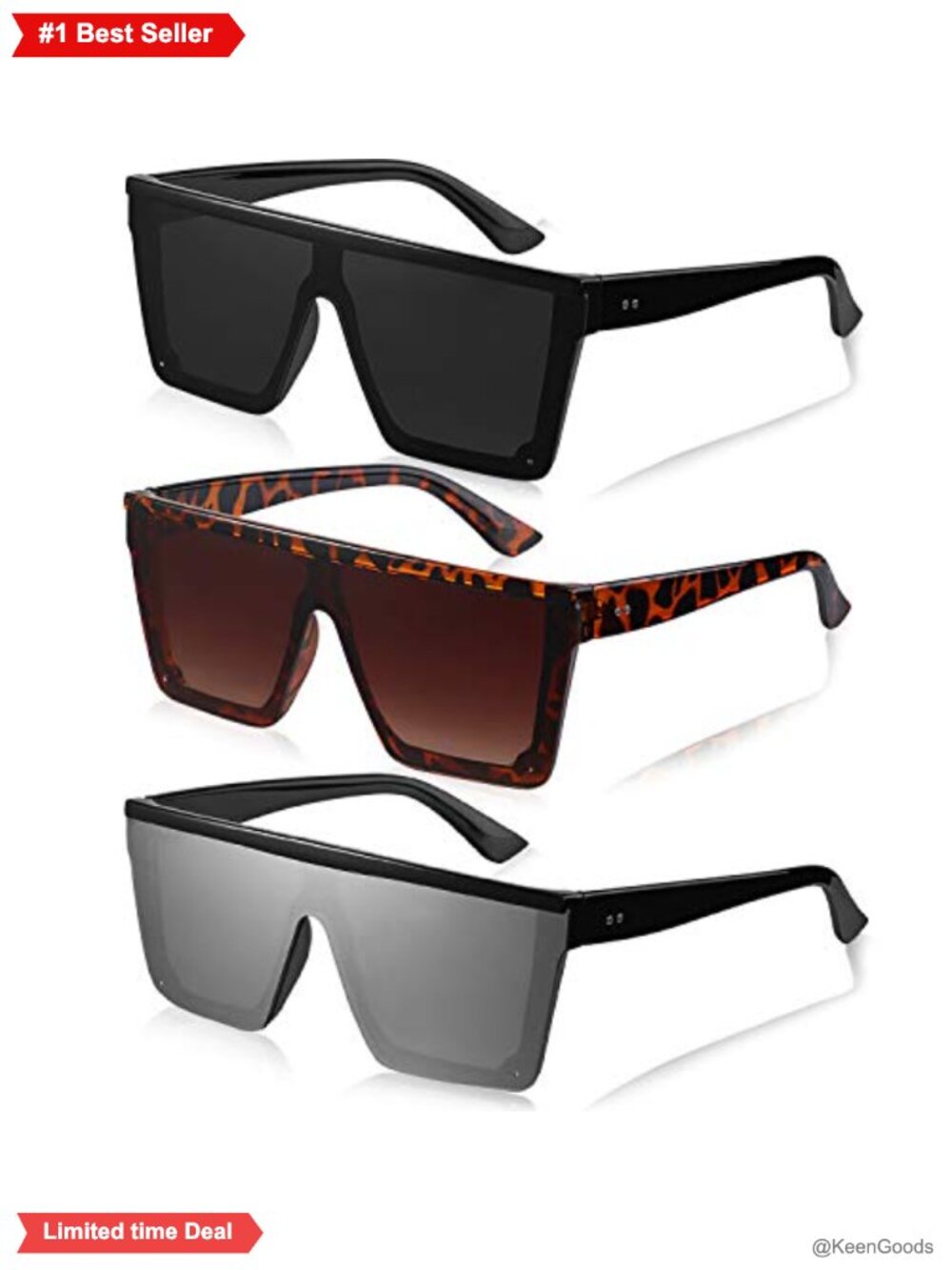 Oversized Square Retro Sunglasses Mirrored Lens Full Frame for Women Men